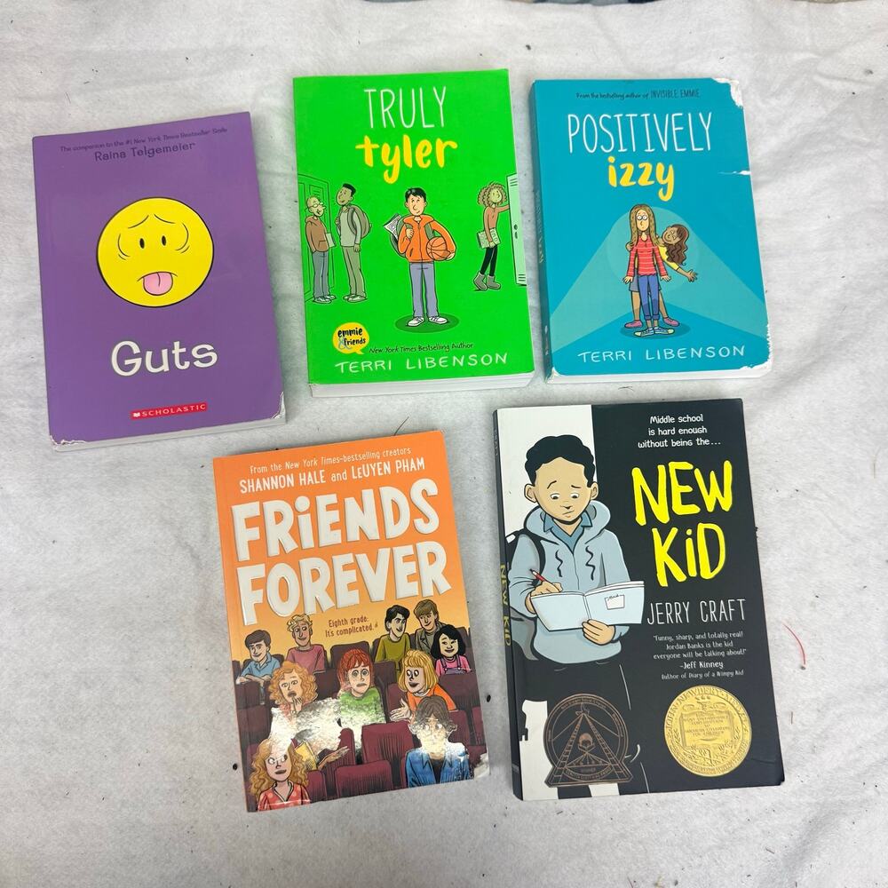 Lot of 5 Graphic Novels Books Middle Grade New Kid Guts Friends Forever